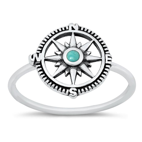 Sterling Silver Turquoise Compass Ring