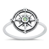 White Lab Opal Beautiful Compass Ring New .925 Sterling Silver Band Sizes 5-10