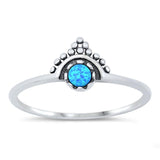 Round Blue Lab Opal Unique Bali Ring New .925 Sterling Silver Band Sizes 4-10