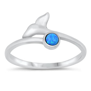 Blue Lab Opal Mermaid Whale Tail Ring New .925 Sterling Silver Band Sizes 4-10