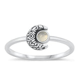 Sterling Silver Moonstone Moon Ring