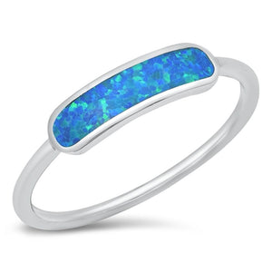 Blue Lab Opal Unique Bar Fashion Ring New .925 Sterling Silver Band Sizes 4-10