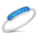 Blue Lab Opal Unique Bar Fashion Ring New .925 Sterling Silver Band Sizes 4-10