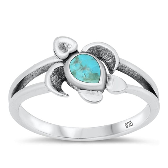 Sterling Silver Turquoise Sea Turtle Ring