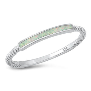 Rope Bar White Lab Opal Wholesale Ring New .925 Sterling Silver Band Sizes 4-10