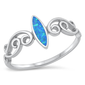 Marquise Blue Lab Opal Beautiful Ring New .925 Sterling Silver Band Sizes 4-10