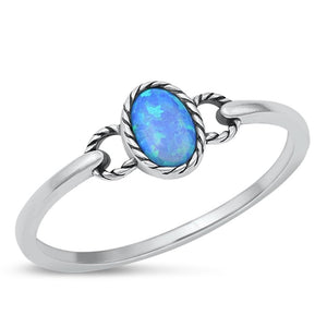 Sterling Silver Blue Lab Opal Rope Ring