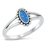 Sterling Silver Blue Lab Opal Bali Ring