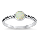 Sterling Silver White Lab Opal Ring