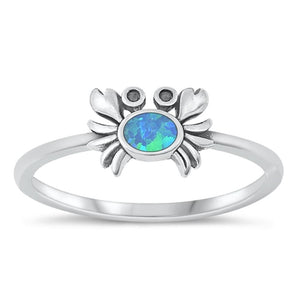 Sterling Silver Blue Lab Opal Crab Ring