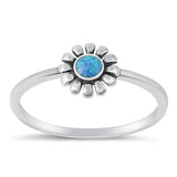 Sterling Silver Blue Lab Opal Flower Ring