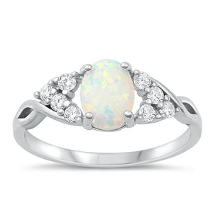 Sterling Silver White Lab Opal Ring