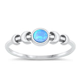 Sterling Silver Blue Lab Opal Moon Ring