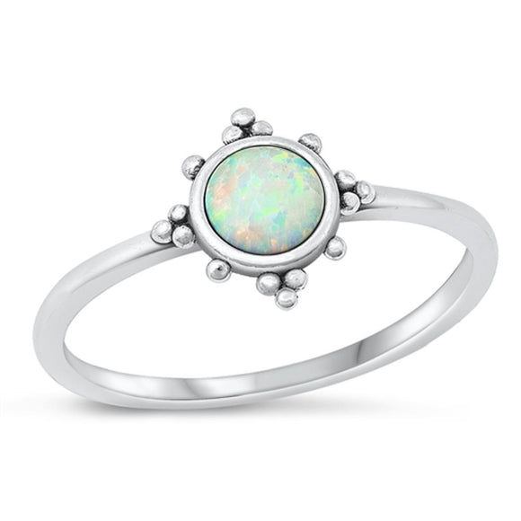 Sterling Silver White Lab Opal Ring