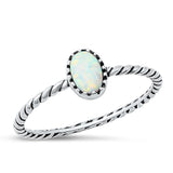 Sterling Silver White Lab Opal Ring