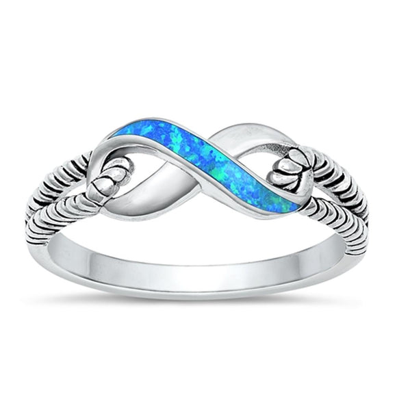 Sterling Silver Blue Lab Opal Infinity Ring