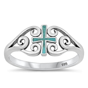 Sterling Silver Turquoise Cross Ring