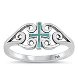 Sterling Silver Turquoise Cross Ring