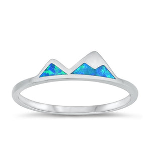 Sterling Silver Blue Lab Opal Mountain Ring