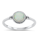 Sterling Silver White Lab Opal Ring