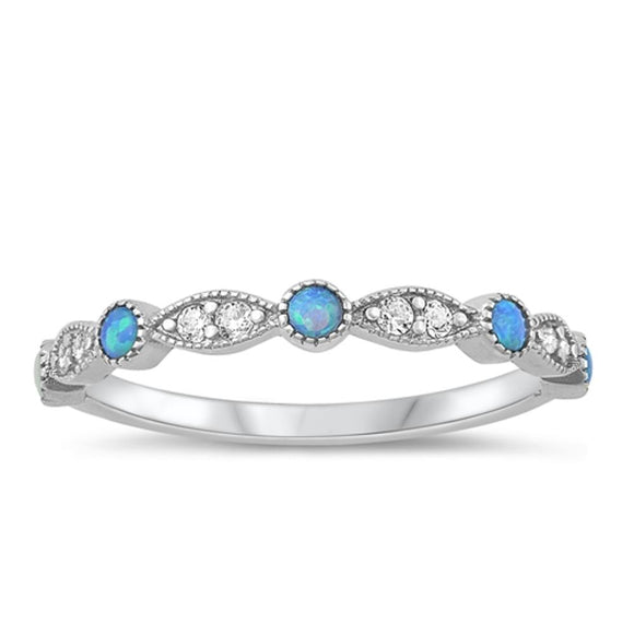 Sterling Silver Blue Lab Opal Ring