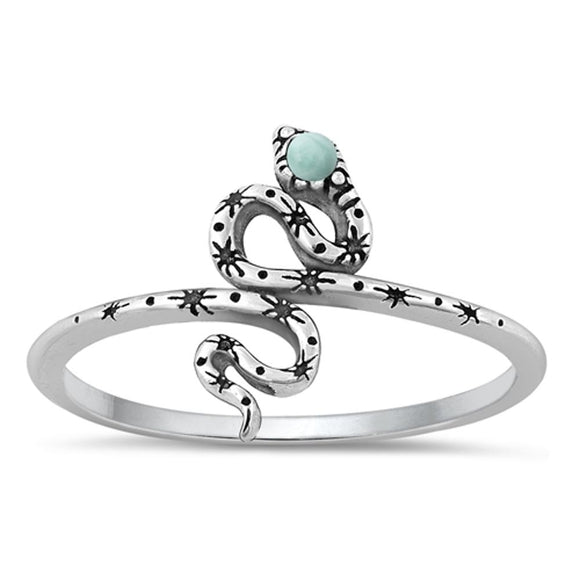 Sterling Silver Larimar Snake Ring