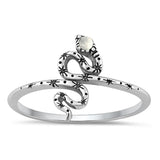 Sterling Silver Moonstone Snake Ring