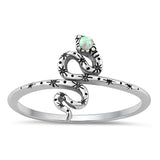 Sterling Silver White Lab Opal Snake Ring