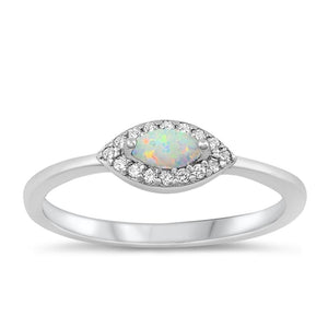 Sterling Silver White Lab Opal Eye Ring