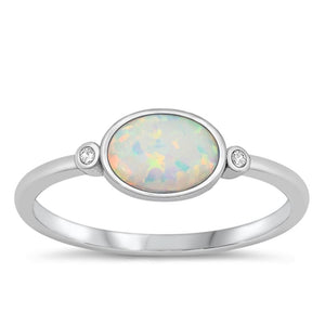 Sterling Silver White Lab Opal Ring