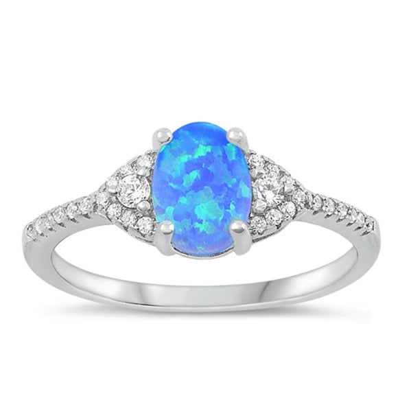 Sterling Silver Blue Lab Opal Ring