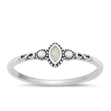 Sterling Silver White Lab Opal Infinity Ring