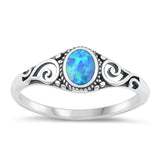 Sterling Silver Blue Lab Opal Ring