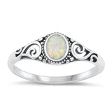 Sterling Silver White Lab Opal Ring