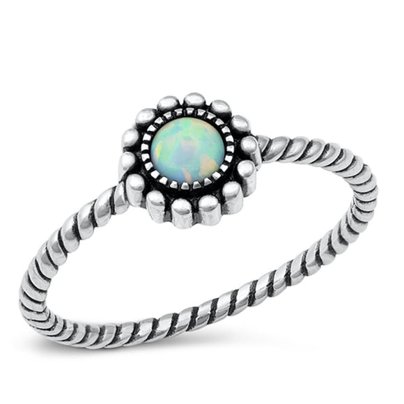 Rope Sun White Lab Opal Wholesale Ring New .925 Sterling Silver Band Sizes 4-10