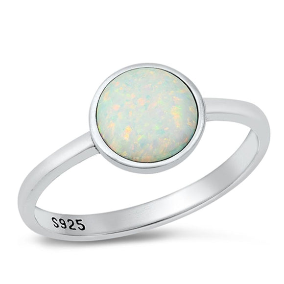 Sterling Silver White Lab Opal Ring