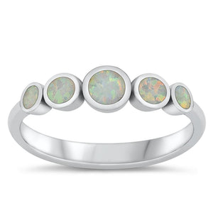 Sterling Silver White Lab Opal Ring