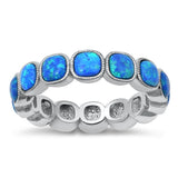 Sterling Silver Blue Lab Opal Eternity Ring