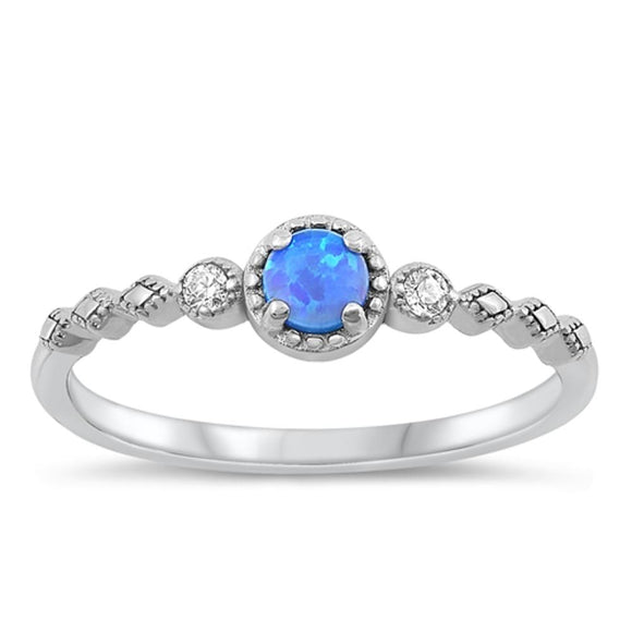 Sterling Silver Blue Lab Opal Ring