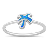 Sterling Silver Blue Lab Opal Palm Tree Ring