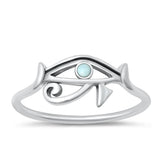 Sterling Silver Larimar Eye of Horus Ring