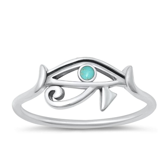 Sterling Silver Turquoise Eye of Horus Ring