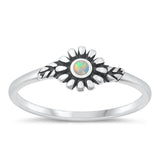 Sterling Silver White Lab Opal Flower Ring