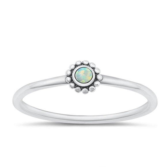 Sterling Silver White Lab Opal Ring