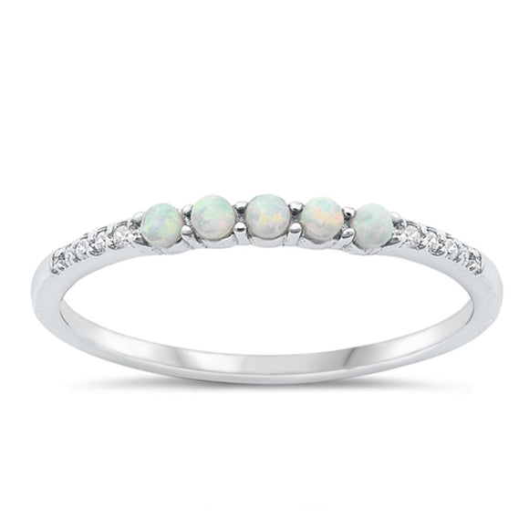 Sterling Silver White Lab Opal Ring