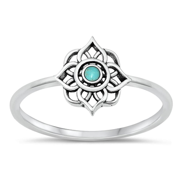 Sterling Silver Turquoise Lotus Ring