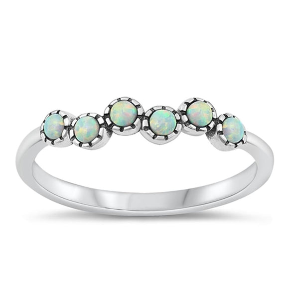 Sterling Silver White Lab Opal Ring