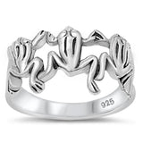 Sterling Silver Woman's Frogs Unique Fashion Ring Unique 925 Band Sizes 4-11