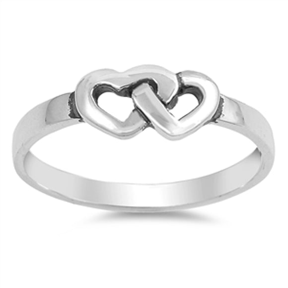 Interlocking Infinity Heart Love Purity Ring 925 Sterling Silver Band Sizes 2-9