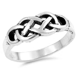 Oxidized Criss Cross Celtic Infinity Knot Ring Sterling Silver Band Sizes 5-10